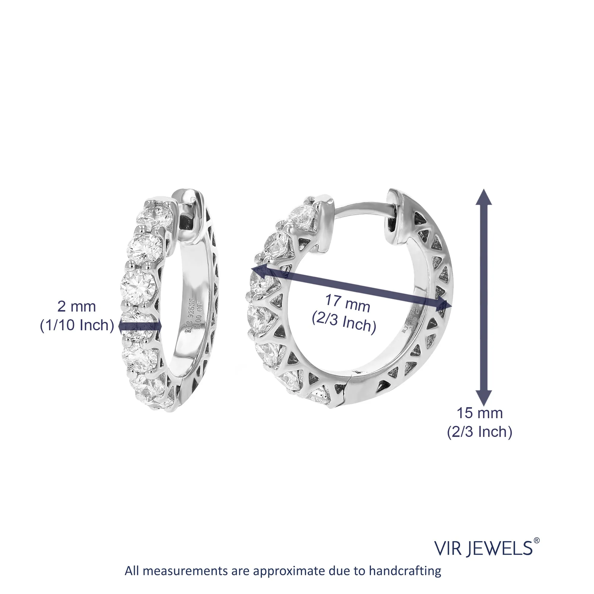 1 cttw Lab Grown Diamond Hoop Earrings in .925 Sterling Silver