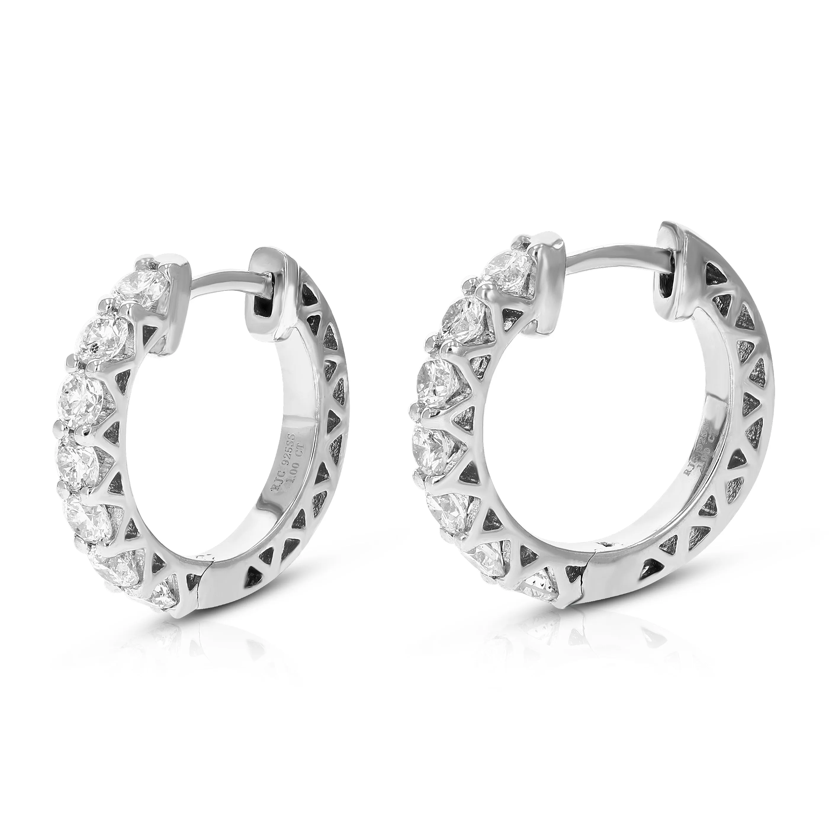 1 cttw Lab Grown Diamond Hoop Earrings in .925 Sterling Silver