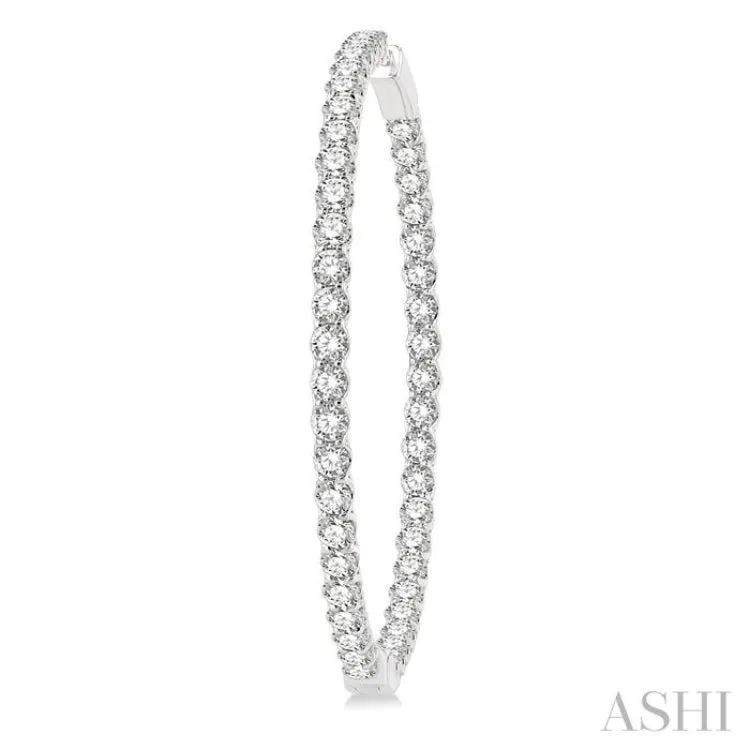 10 ctw Inside-Out Round Cut Diamond 2-Inch Hoop Earrings in 14K White Gold