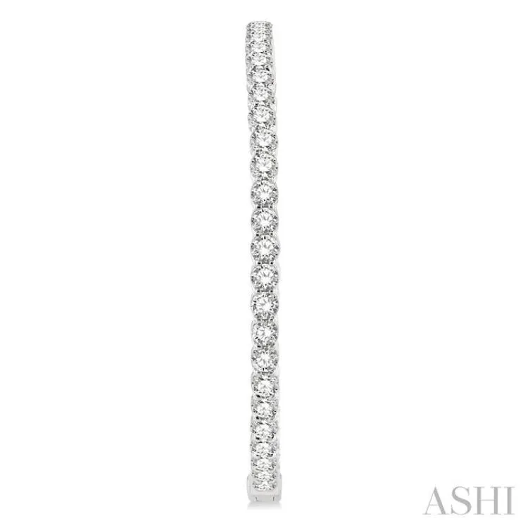 10 ctw Inside-Out Round Cut Diamond 2-Inch Hoop Earrings in 14K White Gold