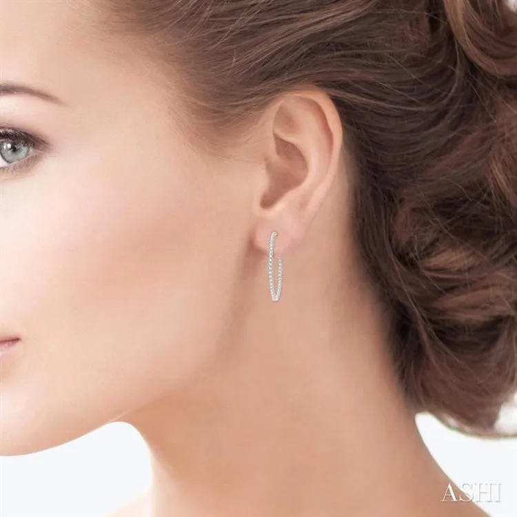 10 ctw Inside-Out Round Cut Diamond 2-Inch Hoop Earrings in 14K White Gold