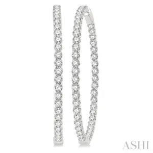10 ctw Inside-Out Round Cut Diamond 2-Inch Hoop Earrings in 14K White Gold
