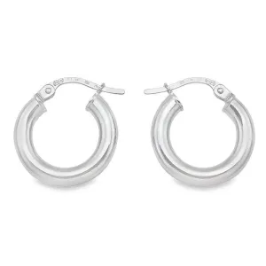 10K, 14K White Gold High Polish 3mm Tube Hoop Earrings