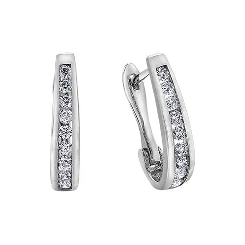 10K Gold (0.15ct) Diamond Lever Back Hoop Earrings Yellow