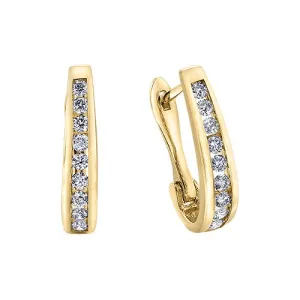 10K Gold (0.15ct) Diamond Lever Back Hoop Earrings Yellow