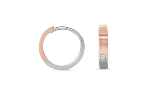 10K Rose & White Gold High Polish Huggies Earrings