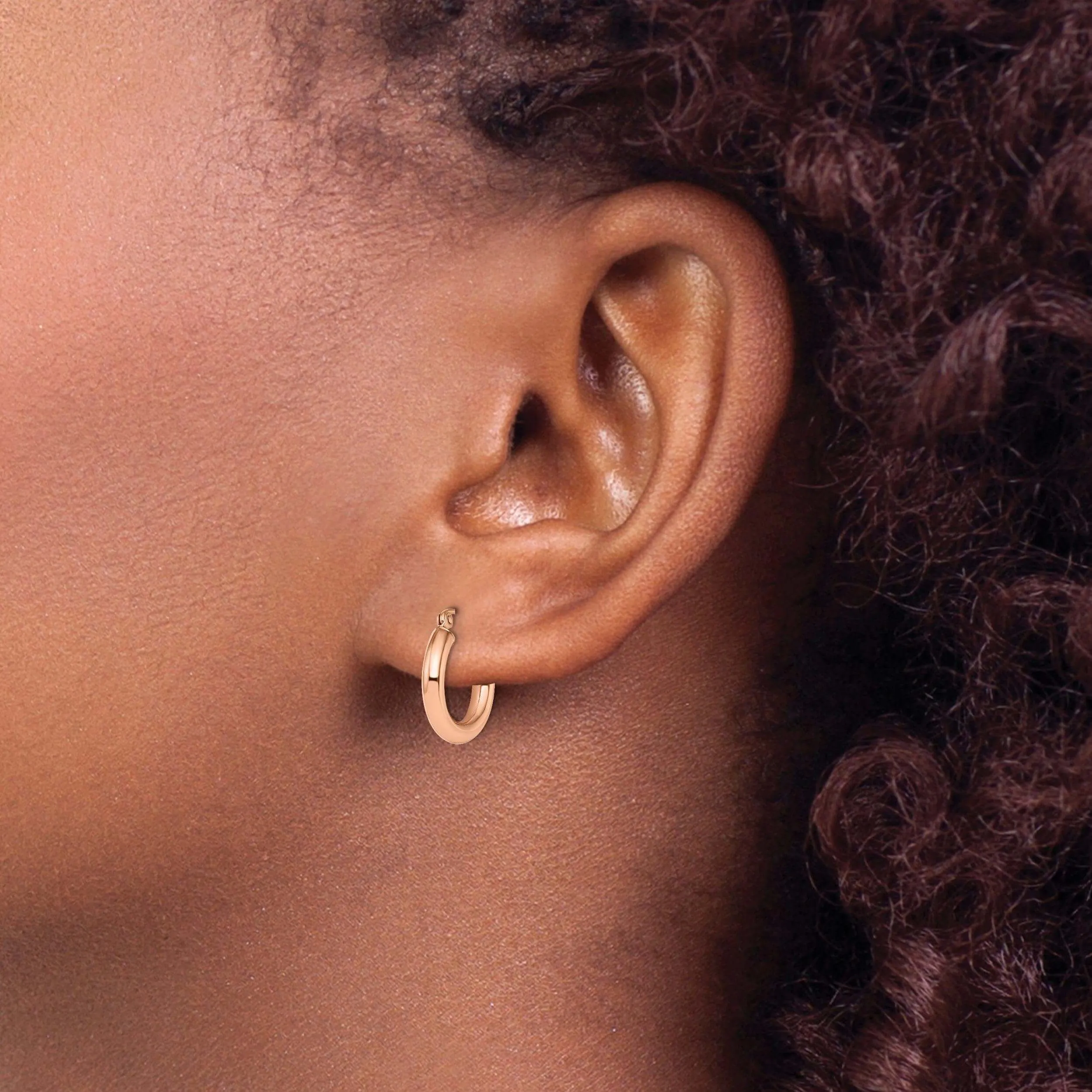 10K Rose Gold Polished Finish Hoop Earrings