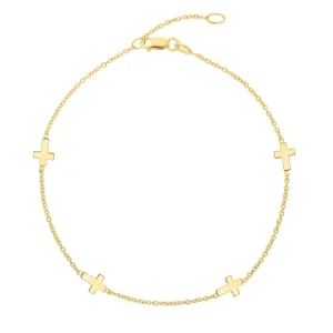 10K Sideways Cross Anklet