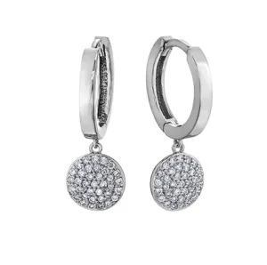 10K White Gold (0.30ct) Pavee Cluster Diamond Drop Earrings