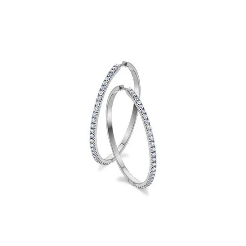 10K White Gold (1.00ct) Diamond Hoop Earrings