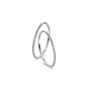 10K White Gold (1.00ct) Diamond Hoop Earrings