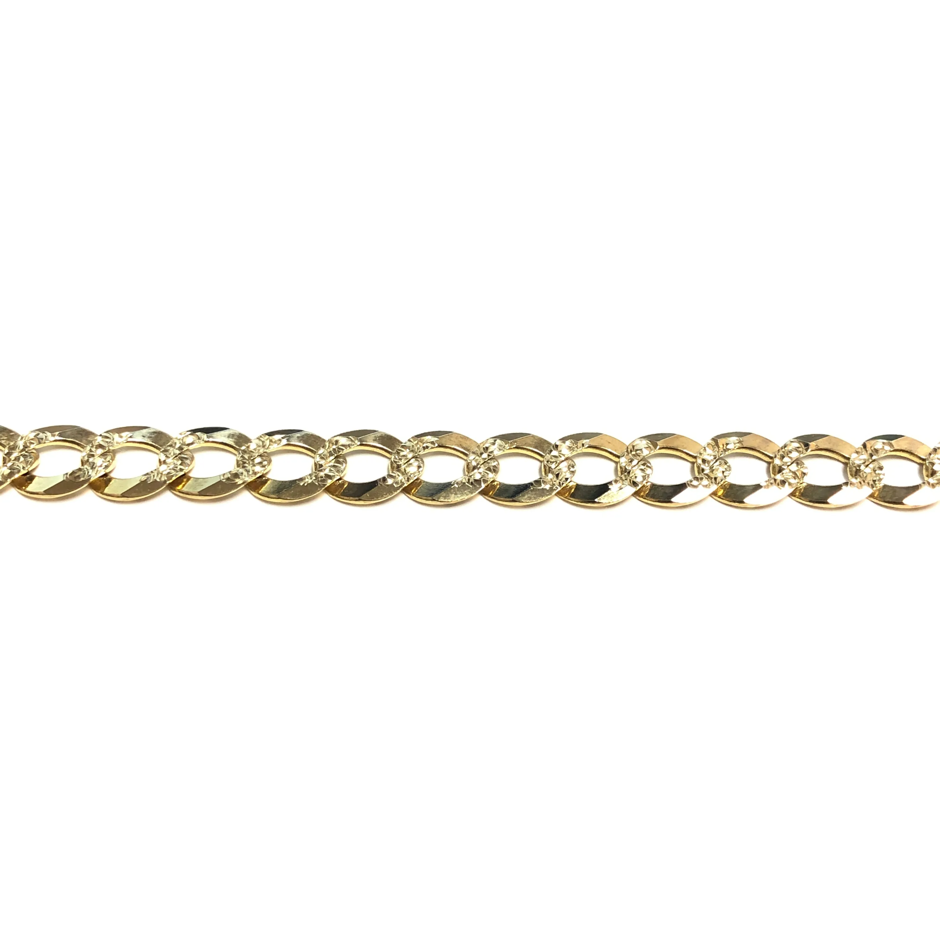 10K Yellow Gold (9mm) Pavee Curb Bracelet 8.5"
