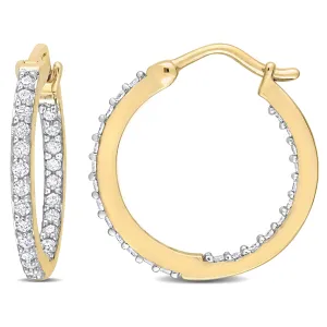 10K Yellow Gold Inside Outside Diamond Hoop Earrings