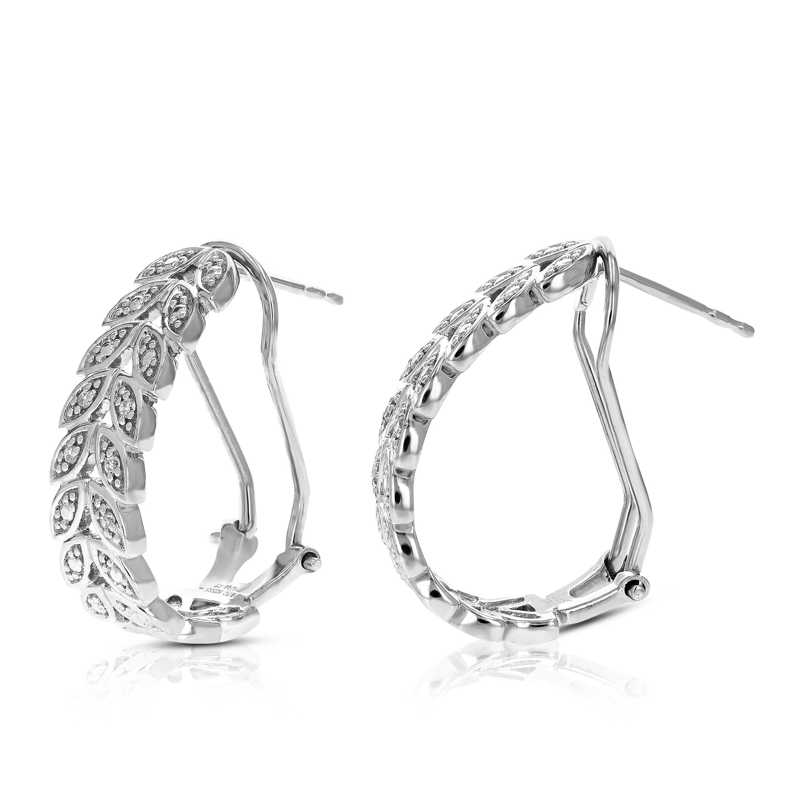 1/10 cttw Lab Grown Diamond Vine Hoop Earrings in Sterling Silver