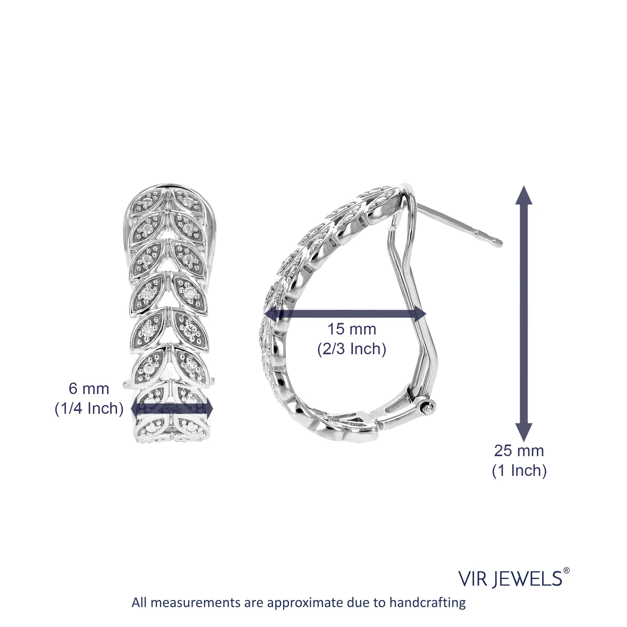 1/10 cttw Lab Grown Diamond Vine Hoop Earrings in Sterling Silver