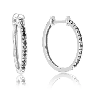1/4 cttw Black Diamond Classic Hoop Earrings in Sterling Silver