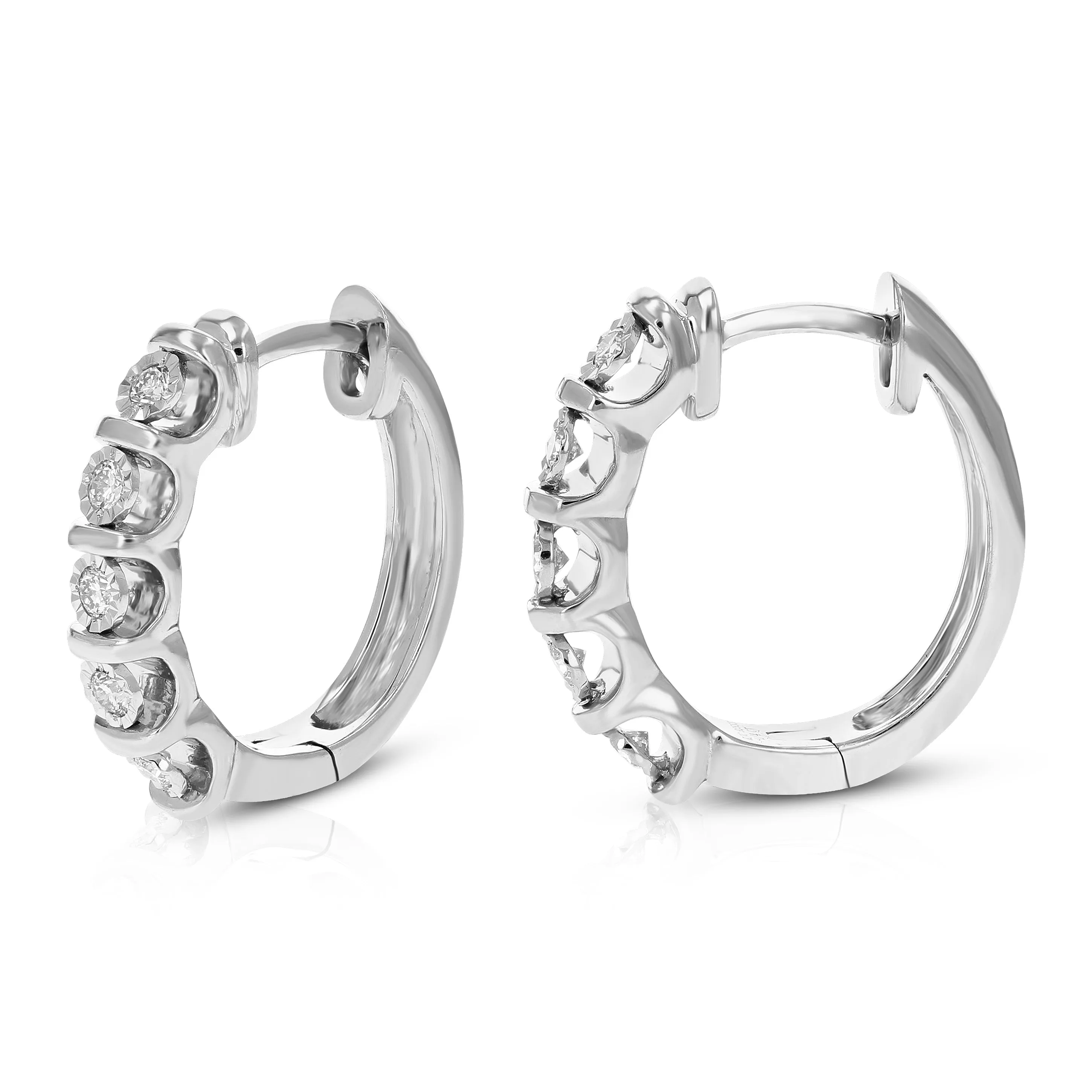 1/4 cttw Lab Grown Bezel Diamond Hoop Earrings in Sterling Silver