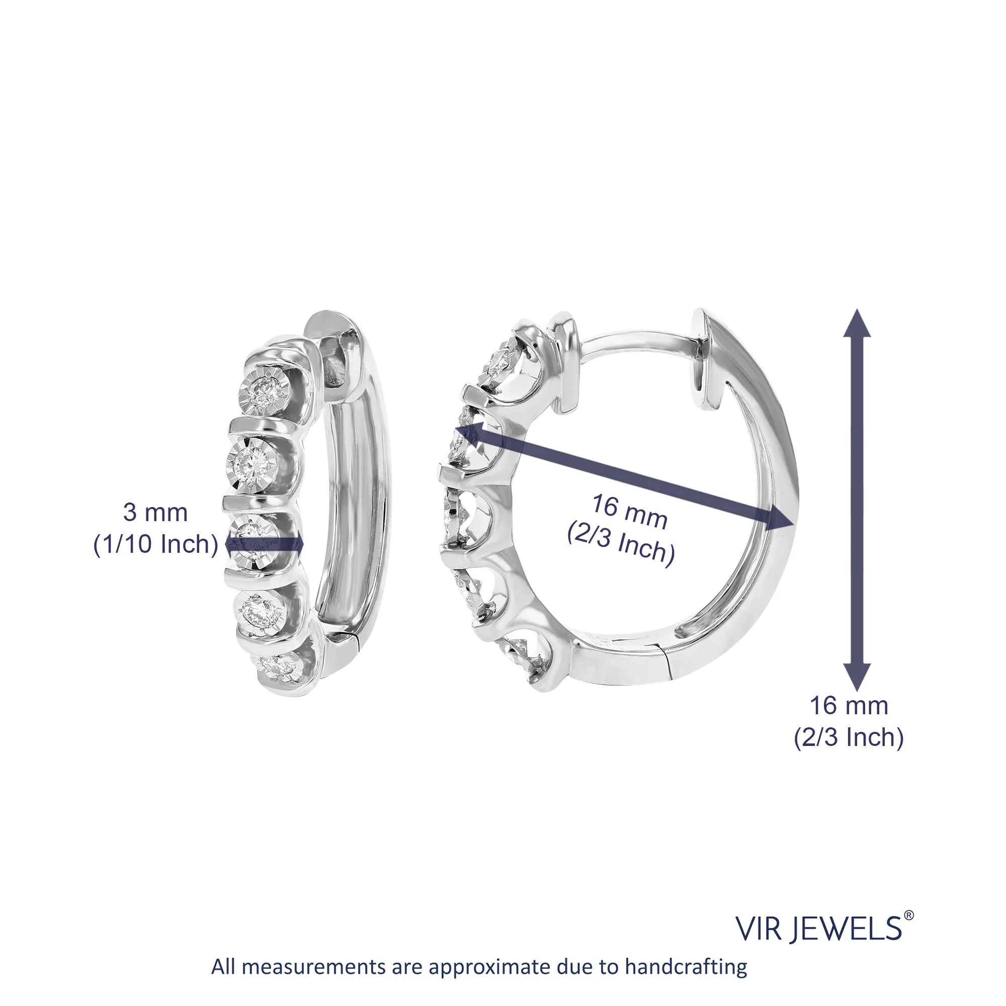 1/4 cttw Lab Grown Bezel Diamond Hoop Earrings in Sterling Silver