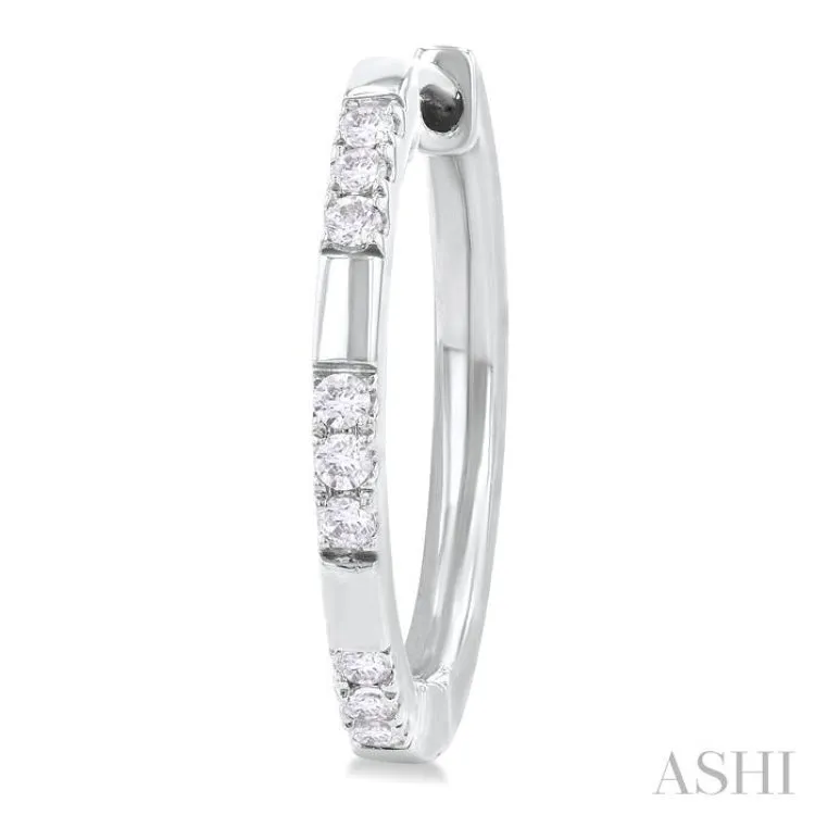 1/4 ctw  Sectioned Round Cut Diamond Fashion Hoop Earring in 14K White Gold