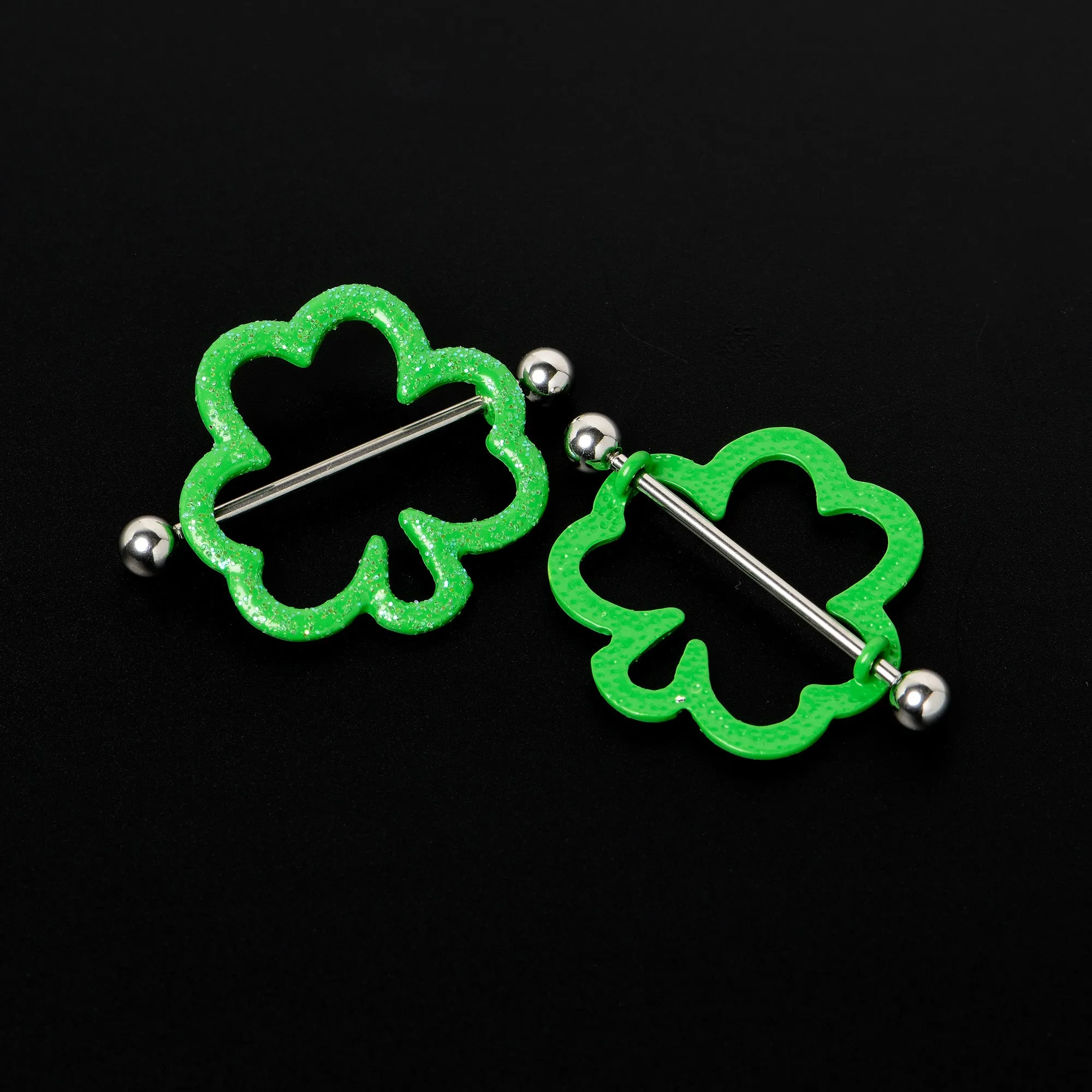 14 Gauge 1 3/16 Lucky Shamrock St Patricks Day Green Nipple Shield Set