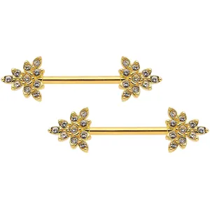 14 Gauge 9/16 Clear CZ Gem Elegant Triangle Nipple Ring Set