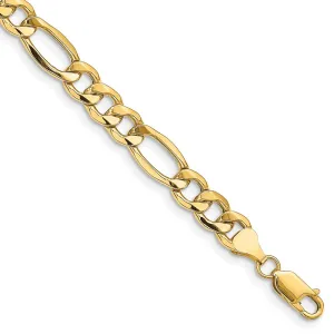 14K 7 inch 8.5mm Semi-Solid Figaro with Lobster Clasp Bracelet