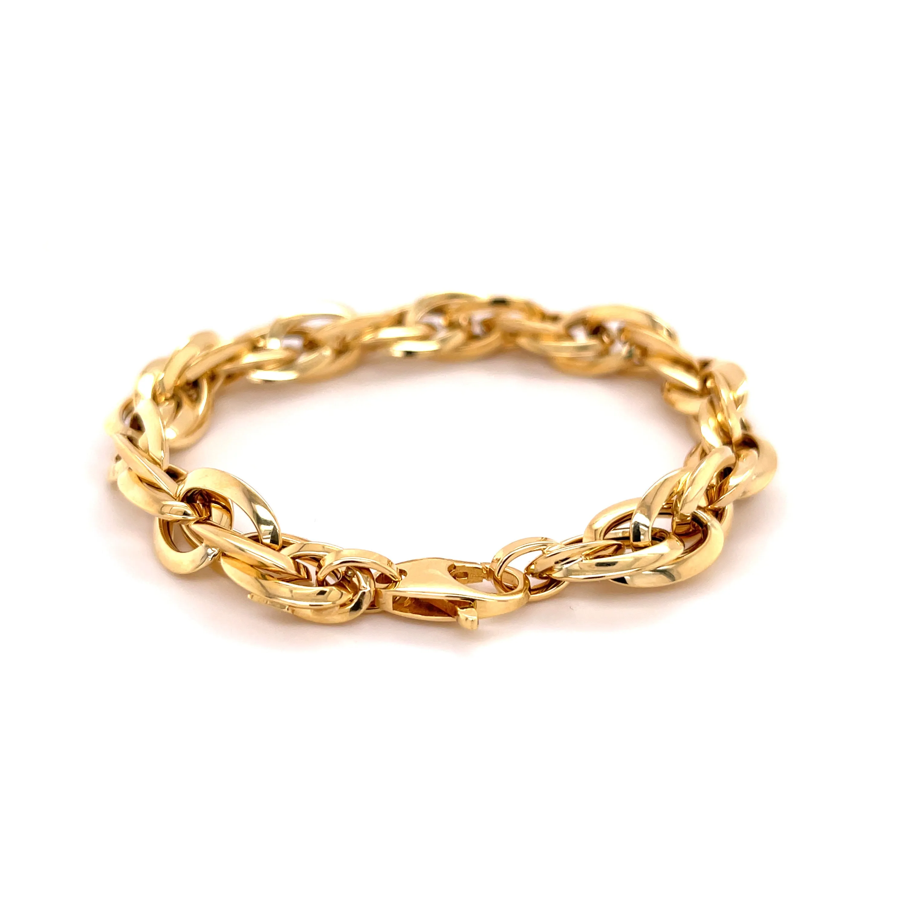 14K Gold Chunky Interlocking Oval Link Bracelet