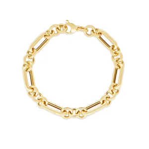 14K Gold Chunky Paperclip And Round Link Bracelet