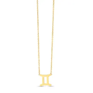 14K Gold Gemini Necklace