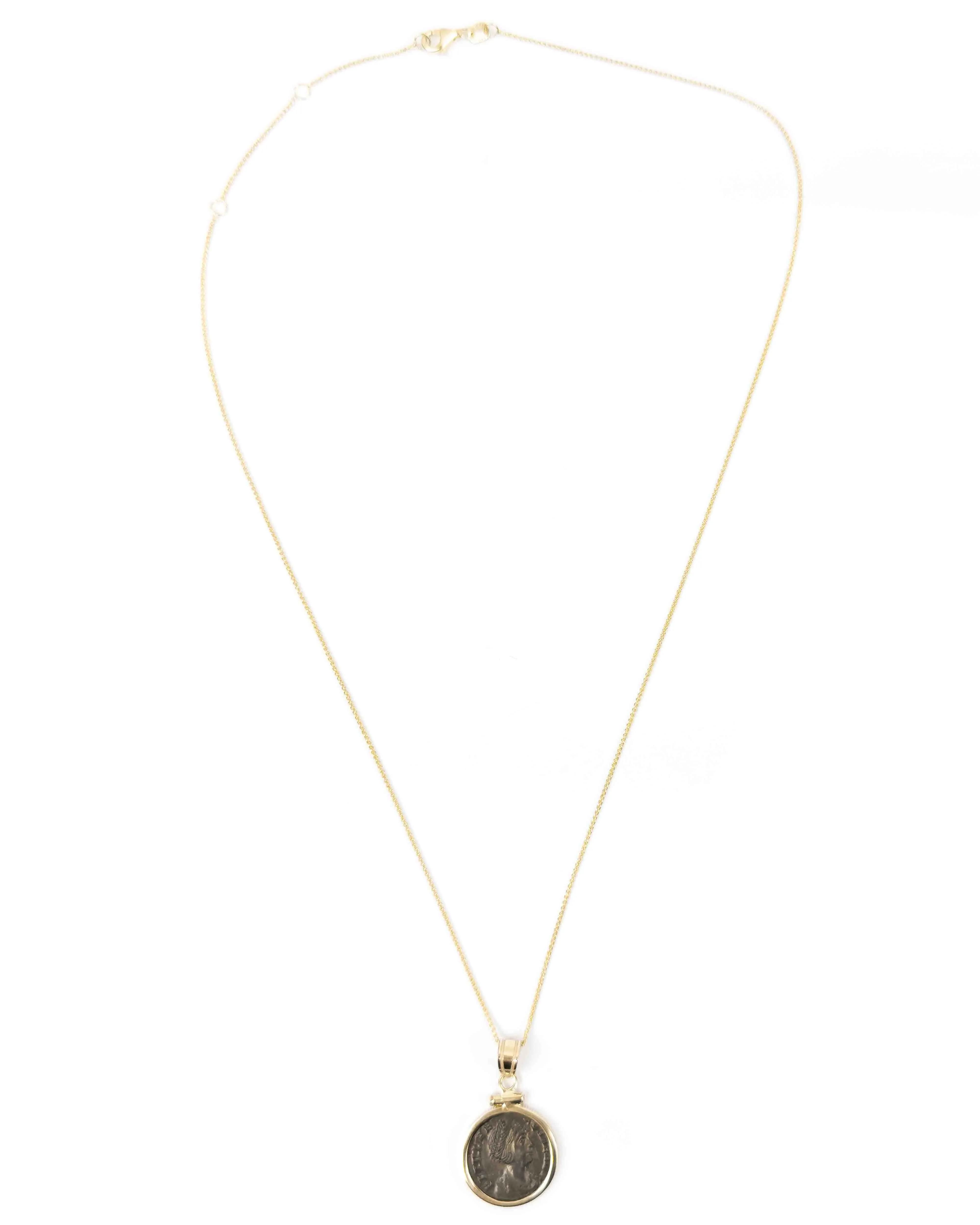 14k Gold Genuine Ancient Roman Coin Necklace (Helena; 330 A.D.)