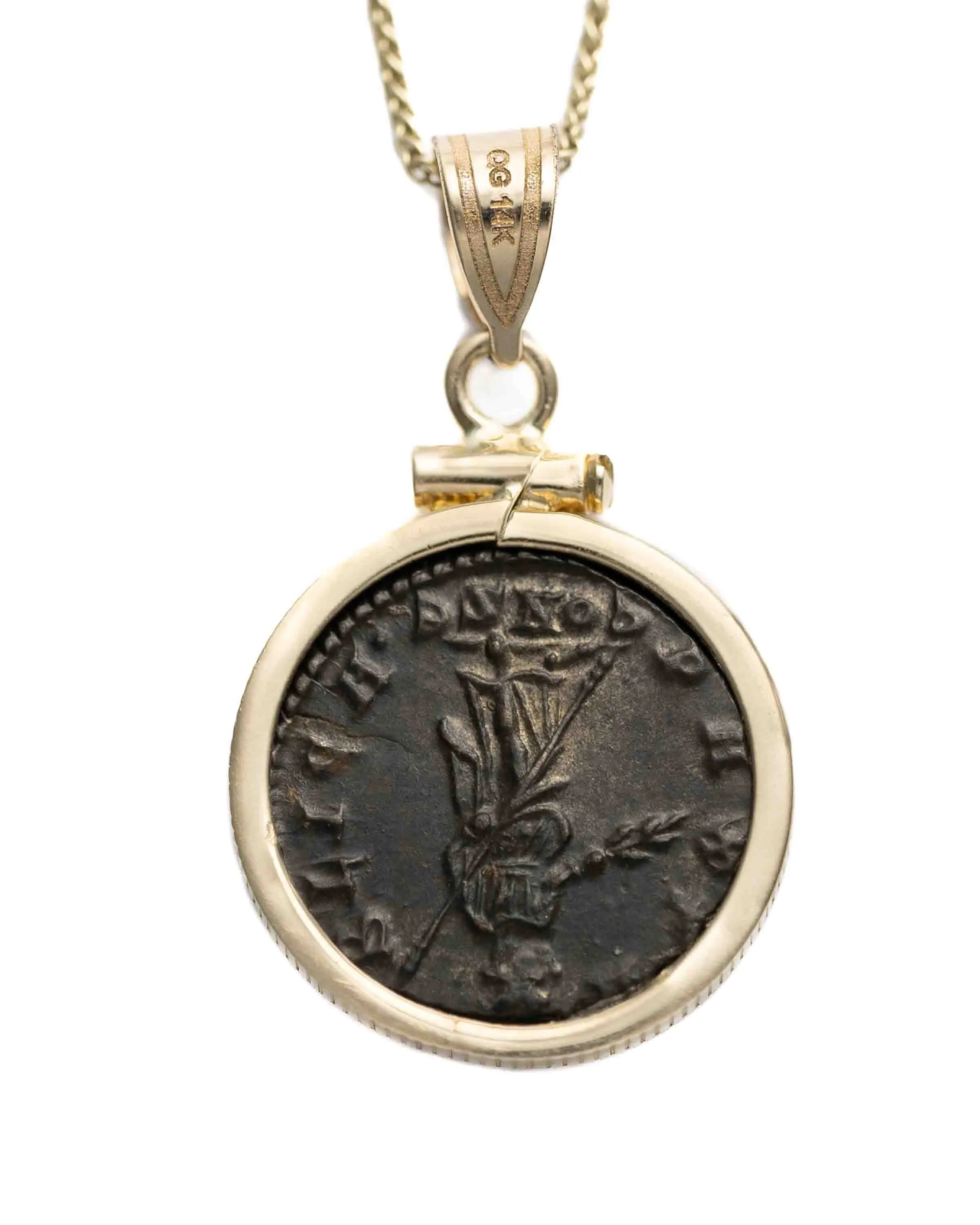 14k Gold Genuine Ancient Roman Coin Necklace (Helena; 330 A.D.)