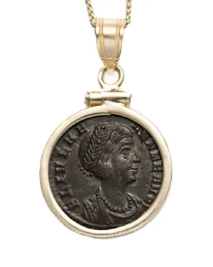14k Gold Genuine Ancient Roman Coin Necklace (Helena; 330 A.D.)