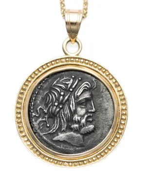 14k Gold Genuine Ancient Roman Coin Necklace (Jupiter; 80 B.C.)