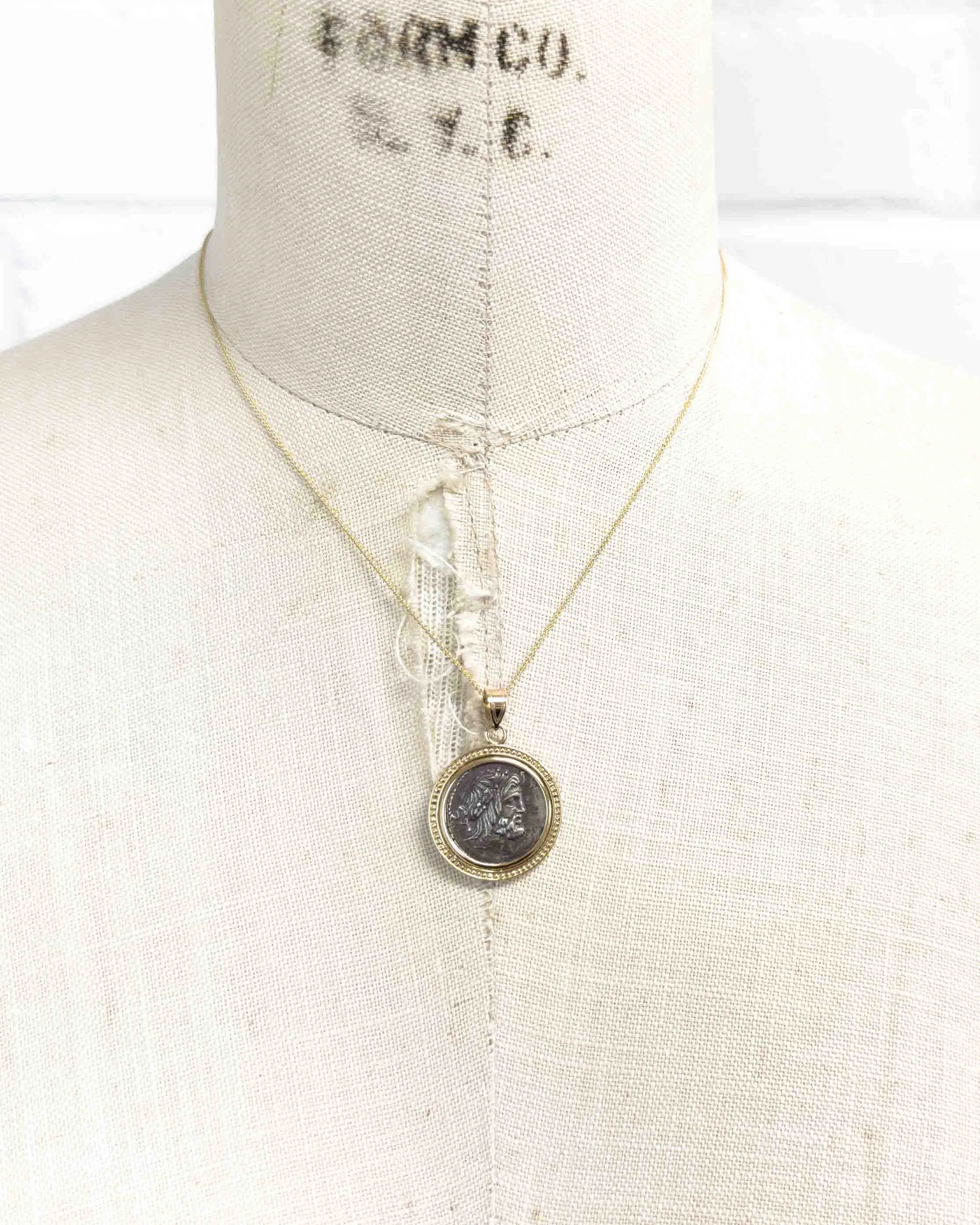 14k Gold Genuine Ancient Roman Coin Necklace (Jupiter; 80 B.C.)