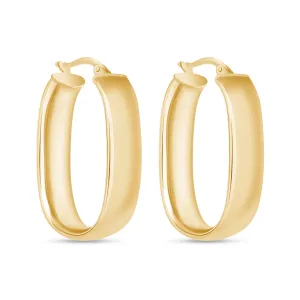 14K Gold High Polish Wide Hoop Earrings