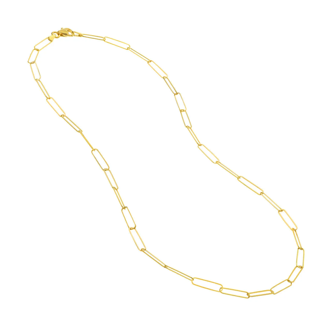 14K Gold Thin 3.4mm Paperclip Chain Necklace