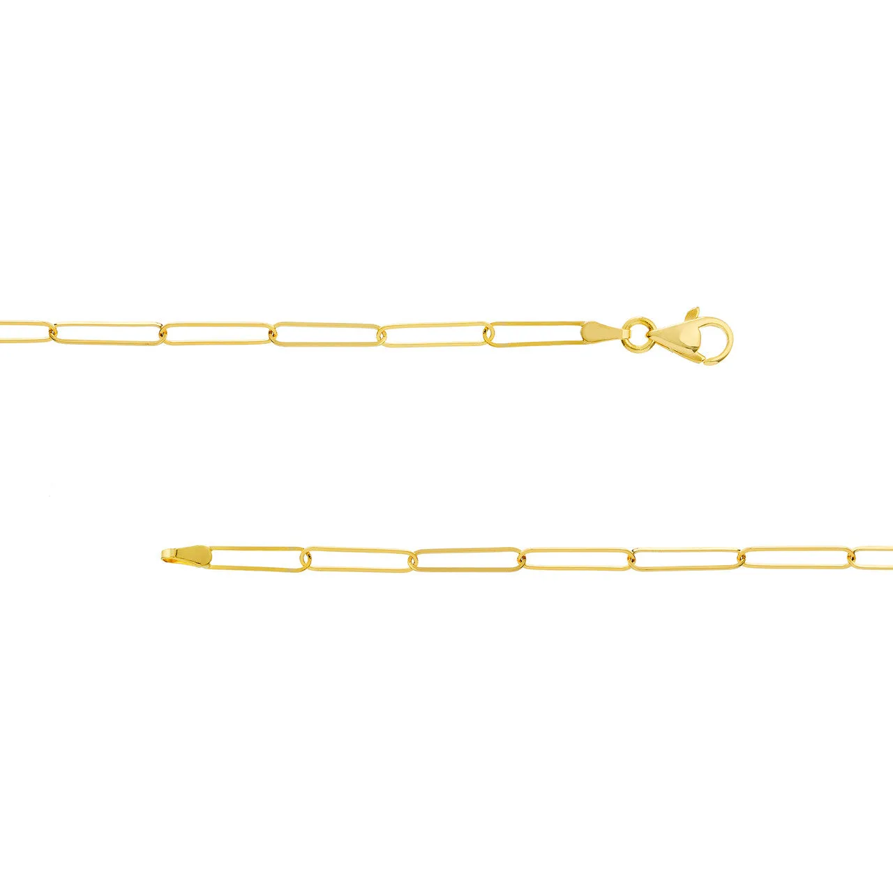 14K Gold Thin 3.4mm Paperclip Chain Necklace