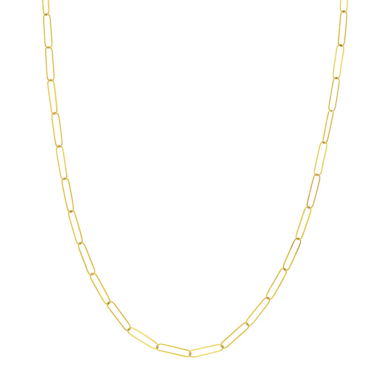 14K Gold Thin 3.4mm Paperclip Chain Necklace