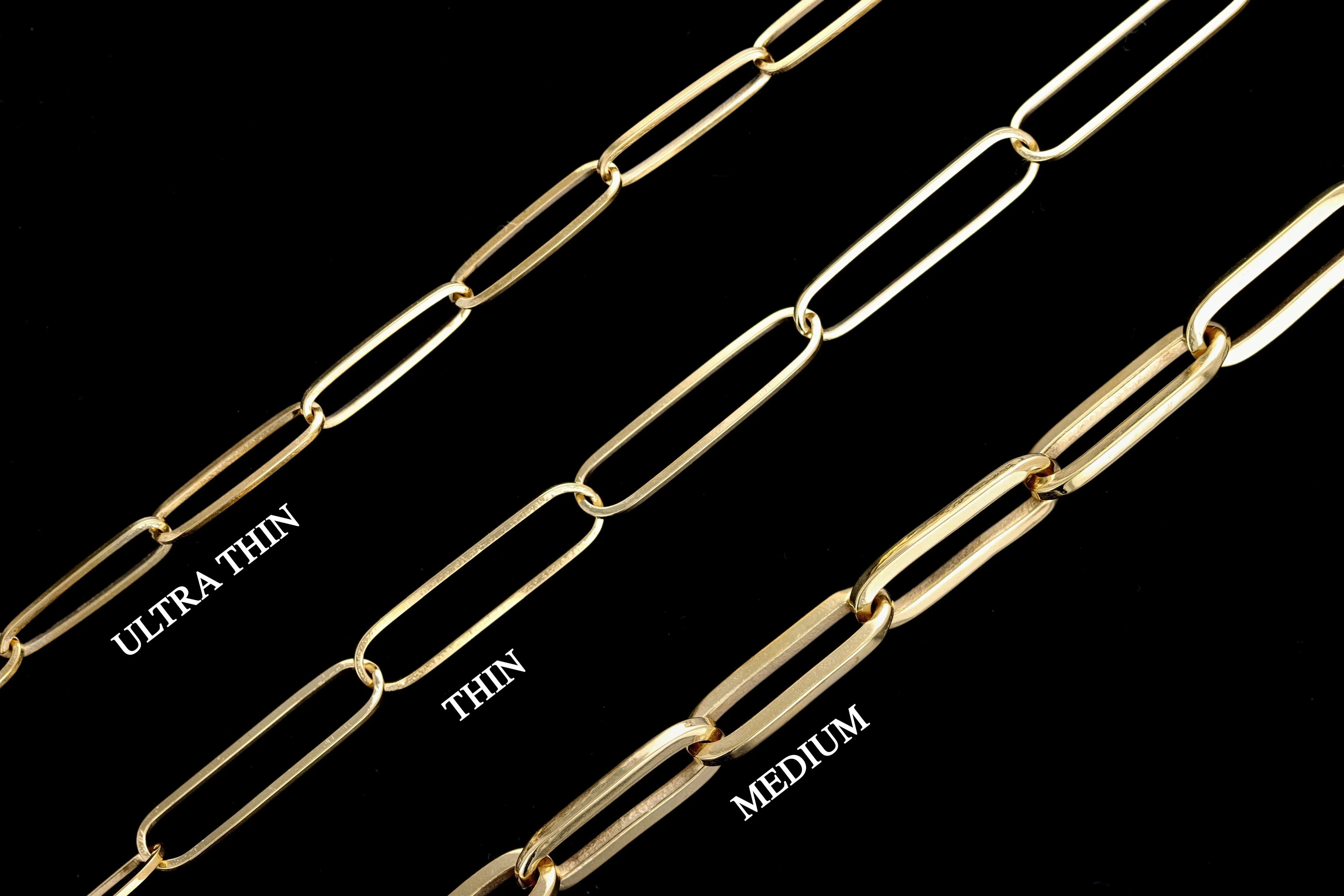 14K Gold Thin 3.4mm Paperclip Chain Necklace
