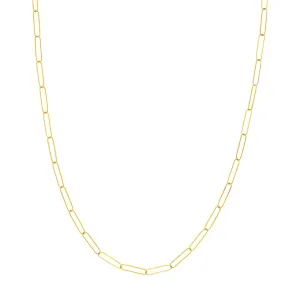 14K Gold Thin 3.4mm Paperclip Chain Necklace