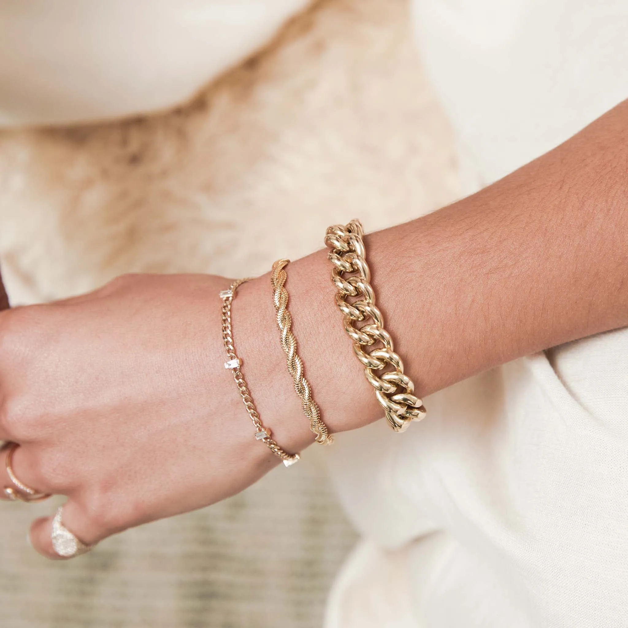 14k Gold Twisted Snake Chain Bracelet