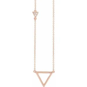 14K Rose .05 CTW Diamond Triangle 16-18" Necklace