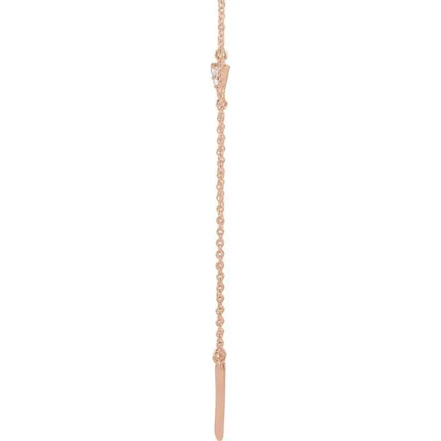 14K Rose .05 CTW Diamond Triangle 16-18" Necklace