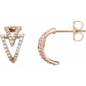 14K Rose 1/4 CTW Diamond Geometric Hoop Earrings