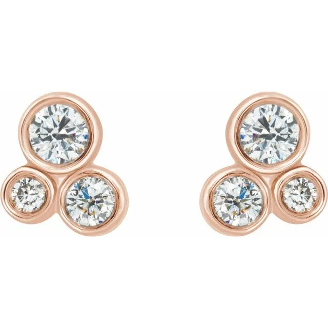 14K Rose 1/5 CTW Diamond Geometric Cluster Earrings