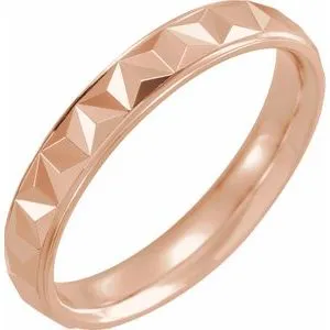 14K Rose 4 mm Geometric Band with Polished Finish Size 7