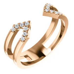 14k Rose Gold 1/8 CTW Diamond Geometric Ring, Size 7