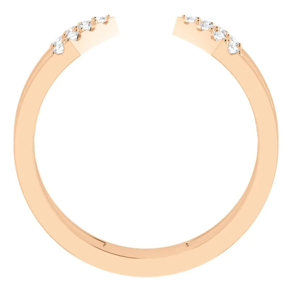 14k Rose Gold 1/8 CTW Diamond Geometric Ring, Size 7