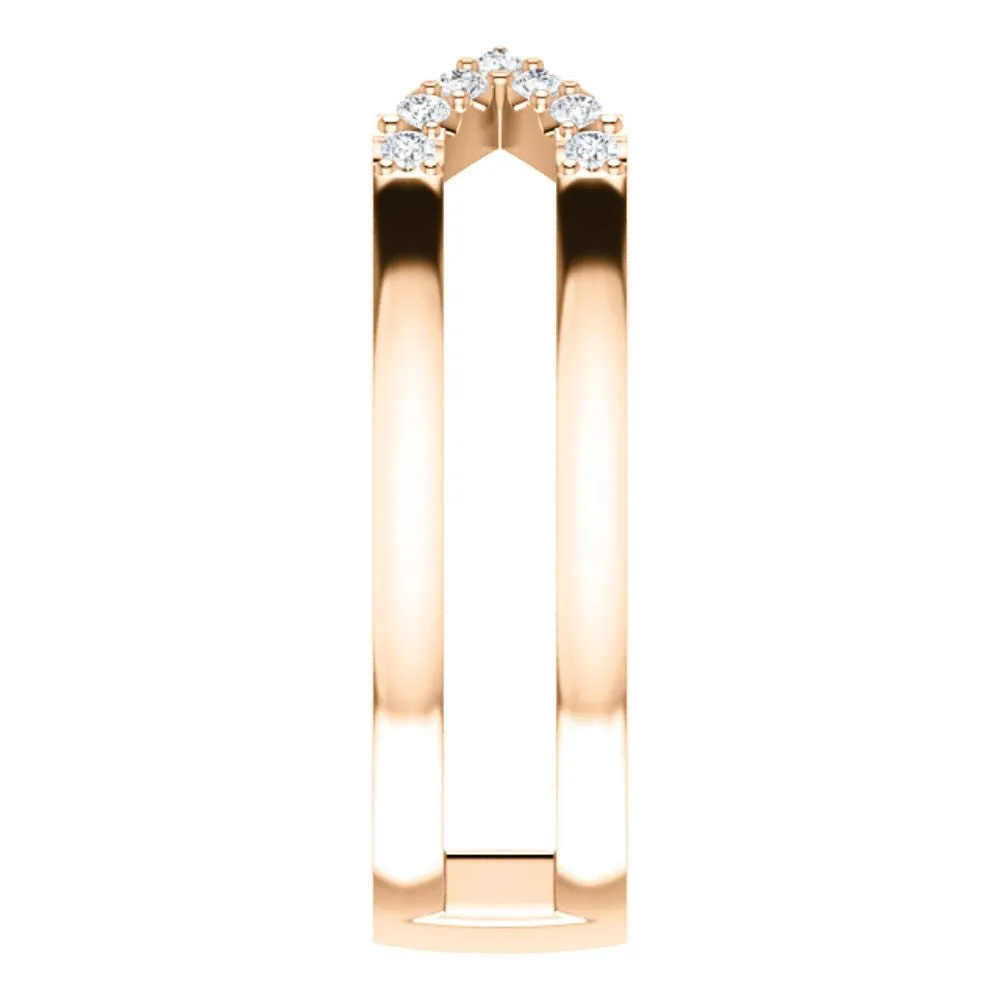 14k Rose Gold 1/8 CTW Diamond Geometric Ring, Size 7