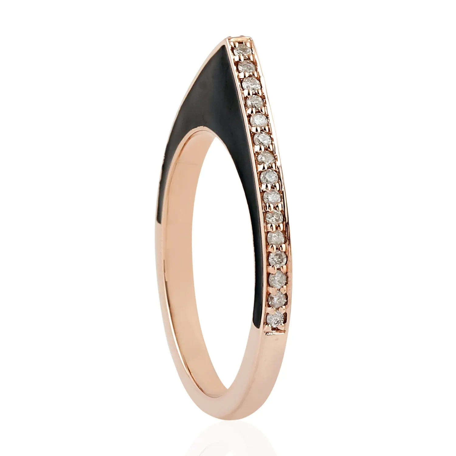 14k Rose Gold Pave Natural Diamond Geometric Enamel Ring Gift